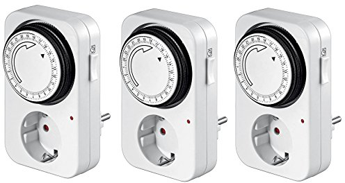 Zeitschaltuhr Analog, mechanischer Timer für die Steckdose, Energieklasse A+ (für innen (3er Set))