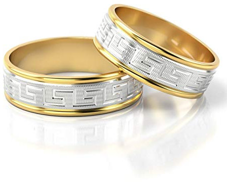 JC Gold Trauringe - Gelbgold Weißgold Eheringe Bicolor inklusive Stein und Gravur im Paarpreis PL201 (8 Karat (333) Bicolor)