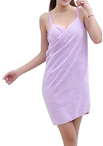 Wallfire Wearable Badetuch Kleid Deep V Quick Dry Sling Baderock zum Schwimmen Strandbad Spa (Color : Purple)