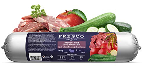 Fresco Dog Barf Wurst Complete-Menü Lamm mit Hirse, Zucchini und Apfel