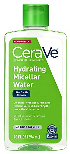 CeraVe Micellar Water, Hydrating Facial Cleanser & Eye Makeup Remover with Niacinamide, Ceramides & Glycerin, Fragrance-Free & Non-Irritating, 10 Fluid Ounces