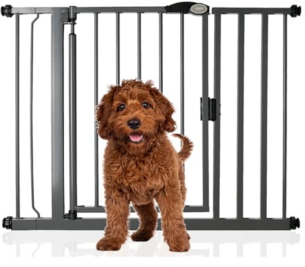 Bettacare Auto Close Pet Gate, 82.2cm - 89.2cm, Slate Grey, Pressure Fit Stair Gate for Dog & Puppy, Safety Barrier for Doors Hallways and Spaces, Easy Installation