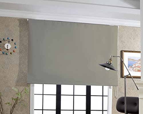 Funky Gadgets Roller Blinds Thermal Blackout Roller Blind, Easy Fit Child Safe Trimmable UV Protection Home Office Window Blinds, Grey Blind (240cm Wide X 165cm Drop)