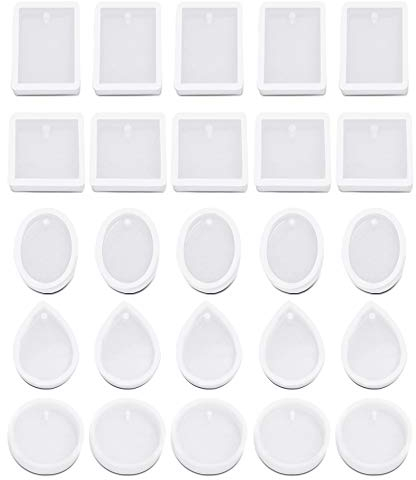 Aifuda Lot de 25 moules en résine pour bijoux en résine, porte-clés, pendentifs, loisirs créatifs