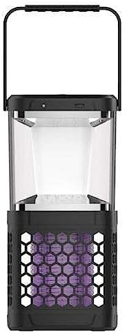 SIMON - Lámpara Mata Moscas y Mosquitos, Lámpara Antimosquitos para Exterior, Doble Función: Ilumina y Mata Insectos Voladores, Portátil, con Luz Led, Batería y Panel Solar, Color Negro
