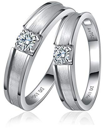 KnSam Platin Ringe Solitär Partnerringe Weissgold EIN Paar Ringe Paarpreis Ringe Set Platin
