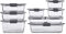 Rubbermaid Brilliance Glass Storage Set mit 9 Lebensmittelbehältern mit Deckel (18 Stück insgesamt), Glas, Transparent, Set of 9 (Varied Sizes), 9