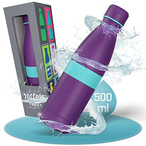 boddels Trinkflasche Edelstahl 500ml mit rutschfestem Griff, Isolierflasche für Outdoor, doppelwandige Edelstahl Flasche, Trinkflasche Kohlensäure geeignet, Edelstahl Trinkflasche Kinder