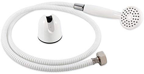 Camco 43762 Kit de pommeau de douche d'extérieur pour camping-car avec raccord de tuyau d'arrosage et support à ventouse – Crée une douche mains libres à l'extérieur de votre véhicule récréatif