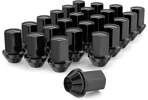 Radmuttern, 14 x 1,5 Teilung, 4,6 cm Höhe, OEM-Fabrikstil, Eichelsitz-Radmuttern, schwarzes Finish, 2,2 cm Sechskant, 60 Grad konischer Sitz