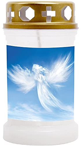 HS Candle Grabkerze Grablicht (Engel Wolke) - ca 40h Brenndauer je Kerze (14,5cm, Ø 7cm) - viele Verschiedene Designs