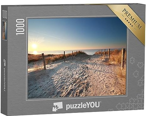 puzzleYOU: Puzzle 1000 Teile „Sonnenlicht über einem Sandweg zum Nordseestrand, Holland“ – aus der Puzzle-Kollektion Nordsee, Schleswig-Holstein