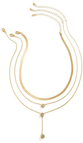 Beydodo Collana Donna 3 Fili, Collana Donna Multistrato Hawaiana Placcata Oro Regolabile Collana a Catena con Zirconi