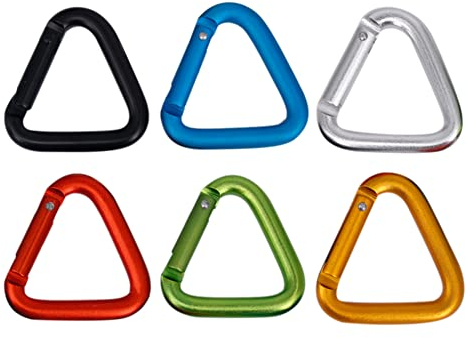 CONSIELI 6 Stück Klein Aluminiumlegierung Karabinerhaken Schlüsselanhänger Dreieckige Karabiner für Camping Angeln Wandern Reisen Outdoor Multifunktion