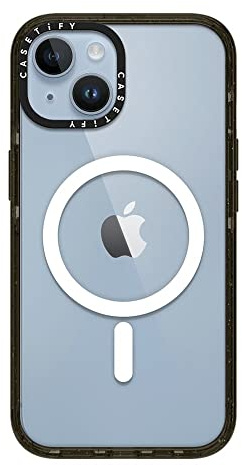 CASETiFY Impact iPhone 14 Hülle [MagSafe-kompatibel/Schutz vor Stürzen aus 2,5 m Höhe/Schlank] - Clear Black