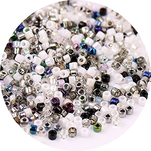 600 Stück 2 mm Miyuki Delica Perlen Japan Bronze Glasperlen Böhmen Stil Metallic Seedbeads für DIY Schmuckherstellung Armband Ohrring-Mix Schwarz Weiß, 2 mm 600 Stück