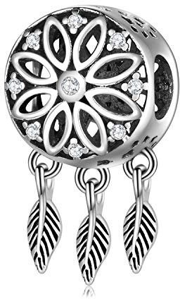 Charm Traumfänger Glücksfedern 925 Silber - Les Folies für Pandora, Sterling-Silber, Zirkonia