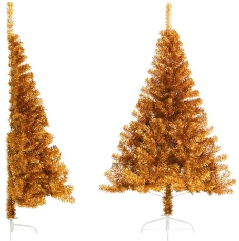 vidaXL Albero di Natale Artificiale a metà con Supporto Oro 180 cm Pet
