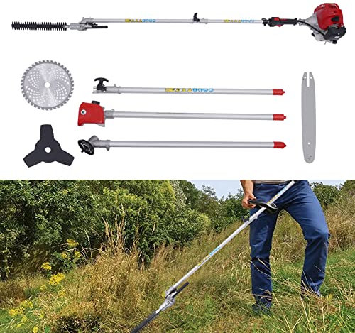 Cortasetos de 1,4 kW, 4 en 1, gasolina, multiherramientas, cortasetos para jardín, herramienta multiherramienta con sierra circular y pulsador alto