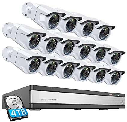 YZACK 8MP H.265+ 16CH Security Camera System 4K PoE NVR Set IP66 IP Camera Color Night Vision Cctv Video Surveillance System Kit