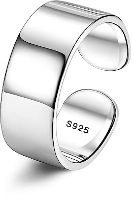 Chriscoco 925 Silber Ringe für Damen Verstellbare Ring Bandring Verlobungsring Eheringe Daumenring Verstellbar Offener Ring für Damen Herren 8MM
