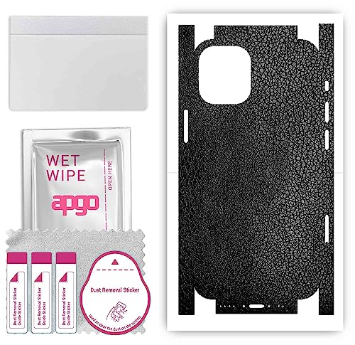 apgo Rückseite + Seiten Schutzfolie, Skin, kompatibel mit Apple iPhone 12 mini, Hinten Displayschutzfolie aus Vinylfolie, Kratzfest, einfache Montage - Schwarzes Leder