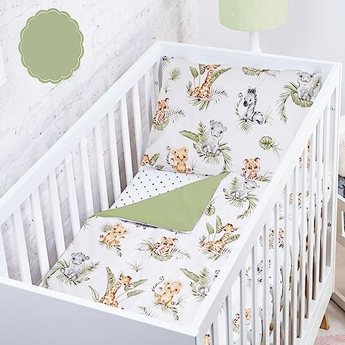 Baby Safe Bettbezug Babybett 120 x 90 cm Bettbezug Wiege 100% Bio-Baumwolle OEKO-TEX zertifiziert Bettwäsche Einzelbett Kinder Bettwäsche Set Dschungel