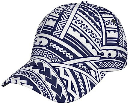 FJAUOQ Unisex Washed Blue Polynesian Maori Tribal Pattern Print Baseball Cap for Men and Women - Adjustable Dad Hat, Blaues, polynesisches Maori-Tribal-Muster, One size