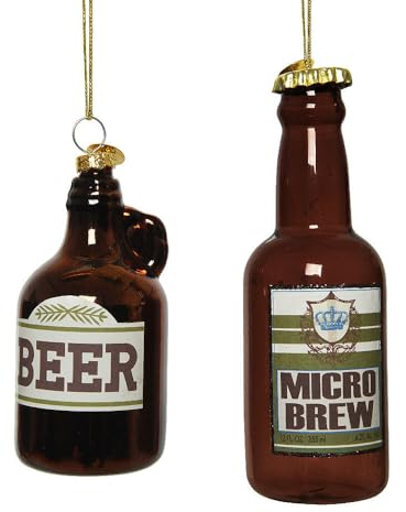zeitzone Christbaumschmuck Bierflasche 2-teilig Weihnachtsbaumschmuck Bier Echt Glas