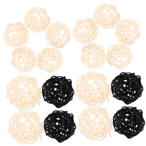 GOOHOCHY 20stücke Rattan-Kugeln Für Aromatherapie Vasenfüller Aus Korbgeflecht Dekorative Rattan-bälle Für Tischdekoration