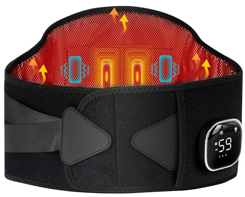 ALLJOY Cordless Heat Pads for Back Pain Relief, Lower Back Massager with Heat, Heating Pad for Waist with 5 Vibration Modes & 3 Heat Levels - Heated Waist Belt Back Warmer