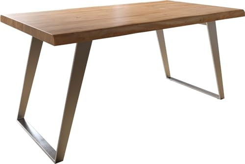 Esszimmertisch Edge Akazie Natur 160x90 XL Edelstahl Schräg Live-Edge Esstisch