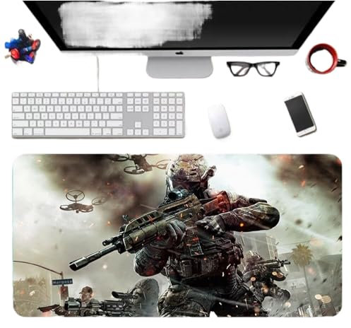 GLPMZANB Call of Duty Spiel-Mauspad, wasserdicht, professionell, XXL, PC-Schreibtischunterlage, Tastatur- und Mauszubehör, verlängerte, rutschfeste Gummiunterseite, Mauspad (O1)