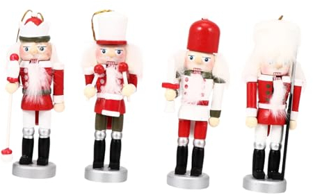 Zerodeko 4 Stück Nussknacker Haushaltsdekoration Wohnkultur Soldatenpuppe Weihnachtsbaumschmuck Halloween-baumspitze Wandhaken Dekorativ Hölzern Europäischer Stil Zubehör