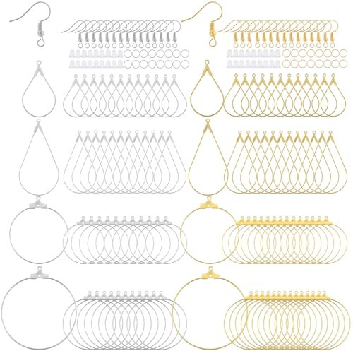 200 Stück Ohrringe Rohlinge Selber Machen Ohrhaken Creolen Edelstahl Herstellungszubehör Kits Ohrring Piercing Sets für Erwachsene Edelstahl Ohrring DIY Offene Biegeringe