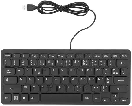 USB Wired Keyboard,78 Keys Language Office Keyboard,Ultra Thin Keyboard for or Linux, for English Bilingual Users (French AZERTY Layout)