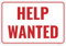 1 x Schild Help Wanted, 30,5 x 20,3 cm, Aluminium