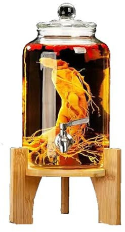 NJDQFA Distributeur De Boissons en Verre avec Support,Distributeur De Boissons Réfrigéré,Fontaine À Jus avec Robinet,pour Boissons Chaudes Ou Froides,7.5L