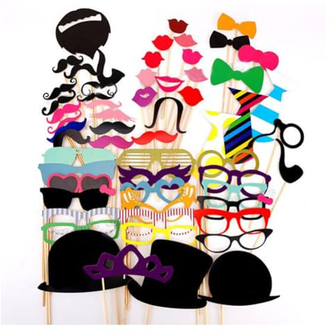 58 Pezzi Accessori Photo Booth Compleanno Gadget Matrimonio Photo Booth Props Accessori Photobooth Wedding Puntelli per Selfie per Festa Laurea Natale Halloween Nascita Carnevale