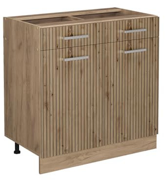 Vicco Küchenunterschrank R-Line, Artisan-Eiche/Goldkraft Eiche, 80 cm ohne Arbeitsplatte