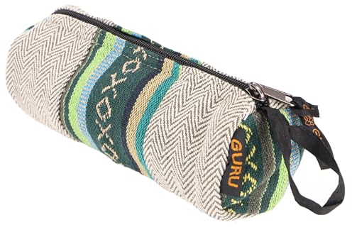 GURU SHOP Große Stifttasche Ethno, Farbenfrohes Federmäppchen, Utensilo - Grün, Unisex - Erwachsene, Baumwolle, 7x20x7 cm