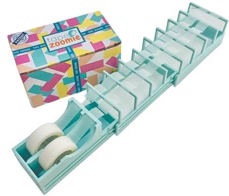 TAPE ZOOMIE | Distributeur de ruban adhésif de bureau Viral original pour emballage cadeau et travaux manuels | Prépare rapidement 18 bandes de ruban adhésif | Sans lame, compact, robuste | Compatible