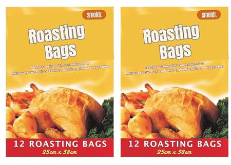Paquete de 24 bolsas para asar horno con lazos, bolsas de horno para asar pollo, pavo, carne y pescado, 38 x 25 cm, bolsas de cocina multiusos para horno, bolsas para asar pavo, bolsas para asar horno