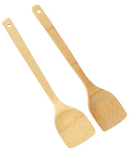 PRETYZOOM 2pièces Lot De Spatules Cuisine Bois Cuillère Pelle Ustensiles Maison Ergonomique Anti-rayures