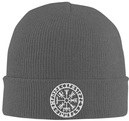 Oudrspo Deep Heather Viking Symbol Knit Ski Beanie Cap Klassische warme Wintermütze für Damen und Herren
