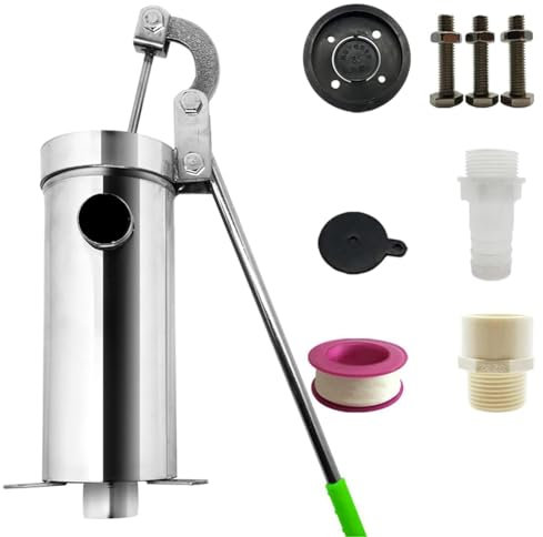 Deswtrer Bomba de mano para jardín, bomba de mano, succión de presión, fuente de hierro fundido, 32 mm, bomba de agua profunda manual, 10