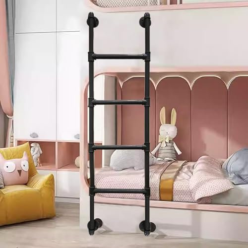 Scaletta per letto a castello interna nera da 100-300cm, scaletta per uscita dal seminterrato fissata al muro, scalette in metallo per interni ed esterni per ponte camper(140cm/55in)