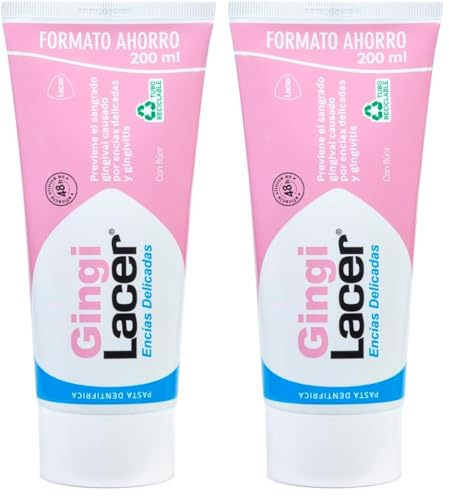 LACER GINGI - Pasta de Dientes 200 ml, Previene y Elimina la Placa Dental, Alivia Enfermedad Periododental, Reduce el Sangrado Gingival, Idónea para Pacientes Diabéticos (Paquete de 2)