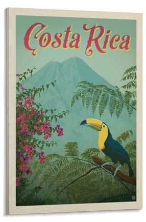 Vintage-Reiseposter Around The World, Costa Rica, Wandkunst, Poster, Drucke, Heimdekoration, Bild, Leinwand, Malerei, Poster, 20 x 30 cm