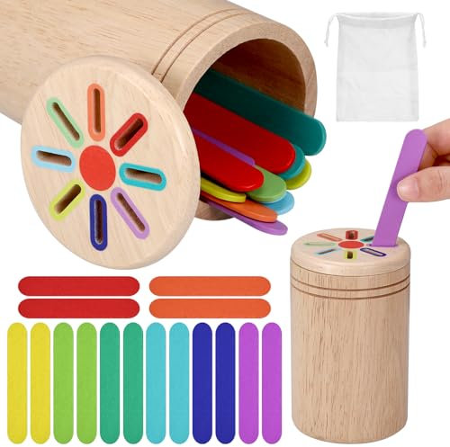 Starvortex Montessori Farben Sortieren, Farbsortierspiel Montessori Spielzeug ab 1 Jahr, Holzspielzeug Sensorik Spielzeug, Sortierspiel Holz, 8 Farben Sortieren für Kinder 1 2 3 Jahre Geschenk